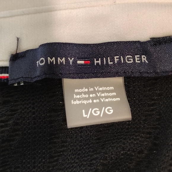 NAVY WOMENS LARGE TOMMY HILFIGER COLLARED CABLE KNIT PULLOVER PREPPY ACADEMIA - Picture 6 of 6